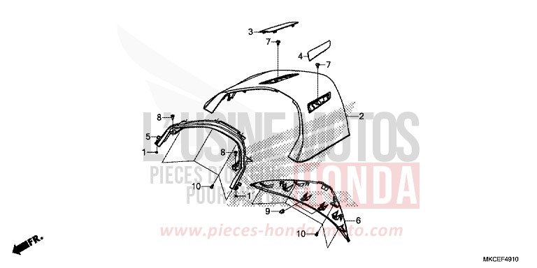 UPPER CENTER REAR COVER for Gold Wing MAT MAJESTIC SILVER METALLIC (NHB70) from 2019